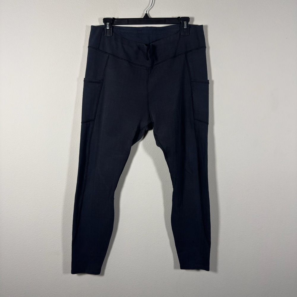 Pact Navy Organic Cotton Go-To Pocket Leggings Medium High Rise Drawstring